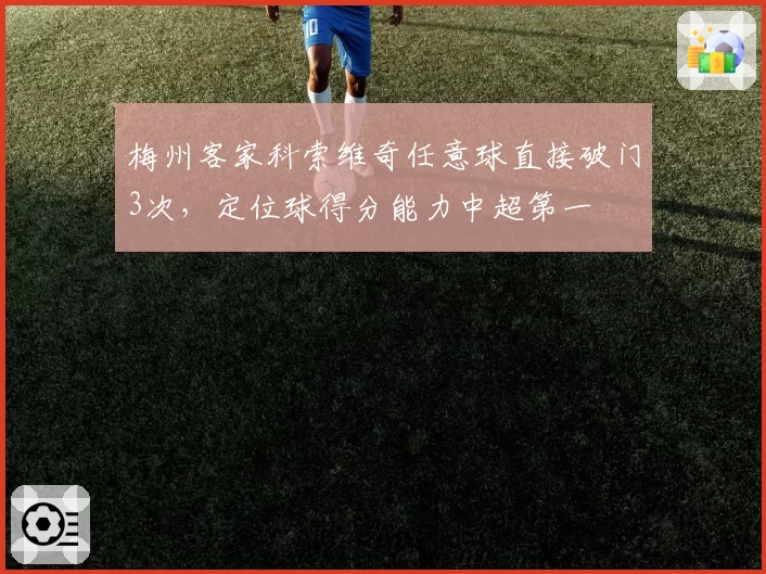 梅州客家科索维奇任意球直接破门3次，定位球得分能力中超第一